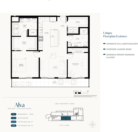 Floor plan for 2 beds, 2 baths, 1164 sqft